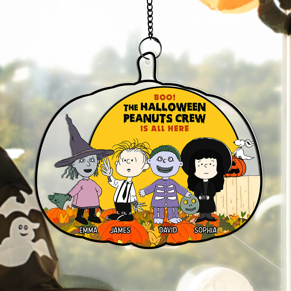 Personalized Halloween Peanuts Gang Family Suncatcher Ornament