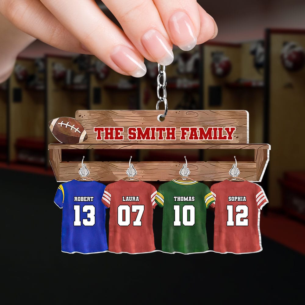 Custom Football Family Keychain - Personalized Team Jerseys Keychains PopCulturePrints