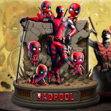 Load image into Gallery viewer, “Celebrate Fatherhood with Laughter!” - Dadpool &amp; Little Ones Acrylic Plaque - Personalized Gift for Dad and Grandpa Shaped Plaques PopCulturePrints
