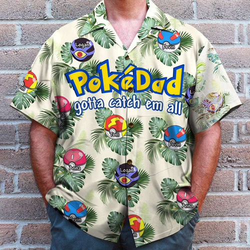 Customizable 'PokeDad' Hawaiian Shirt - Perfect Gift for Dads Hawaiian Shirts PopCulturePrints