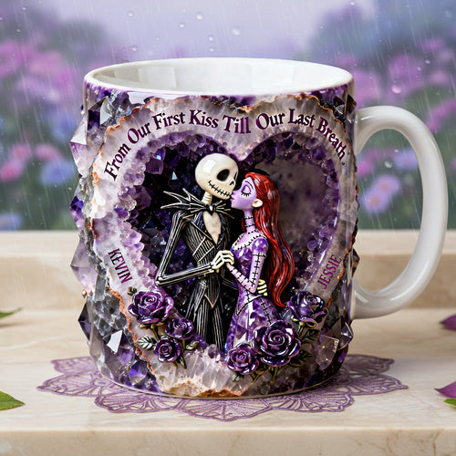 From Our First Kiss Till Our Last Breath - Kissing Skeleton Couple Coffee Mug Coffee Mug PopCulturePrints