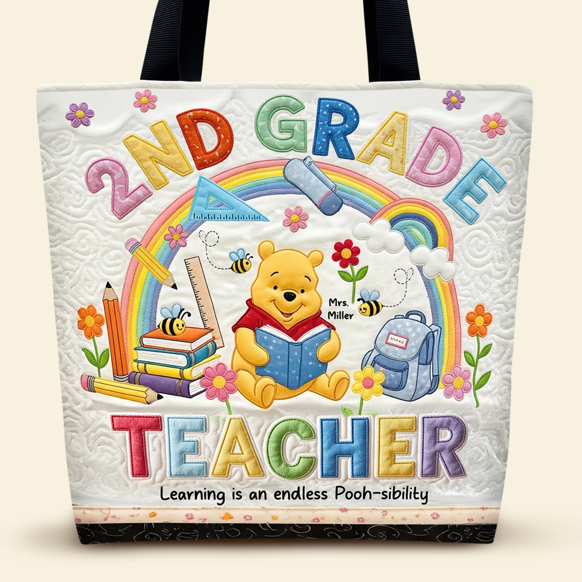“Learning is an endless Pooh-sibility” - Cute Positive Teacher Tote Bag, Personalized Gift for Teachers Tote Bags PopCulturePrints