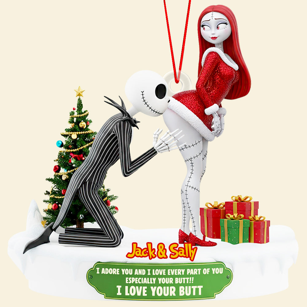 I Adore You – Naughty Skeleton Couple Christmas Ornament - Personalized Gift for Couples Ornament PopCulturePrints