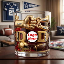 Load image into Gallery viewer, “Best Dad Ever” - Personalized American Sport Dad Round Glass - Perfect Gift for Dads, Grandpas, and Sports Lovers Glass PopCulturePrints
