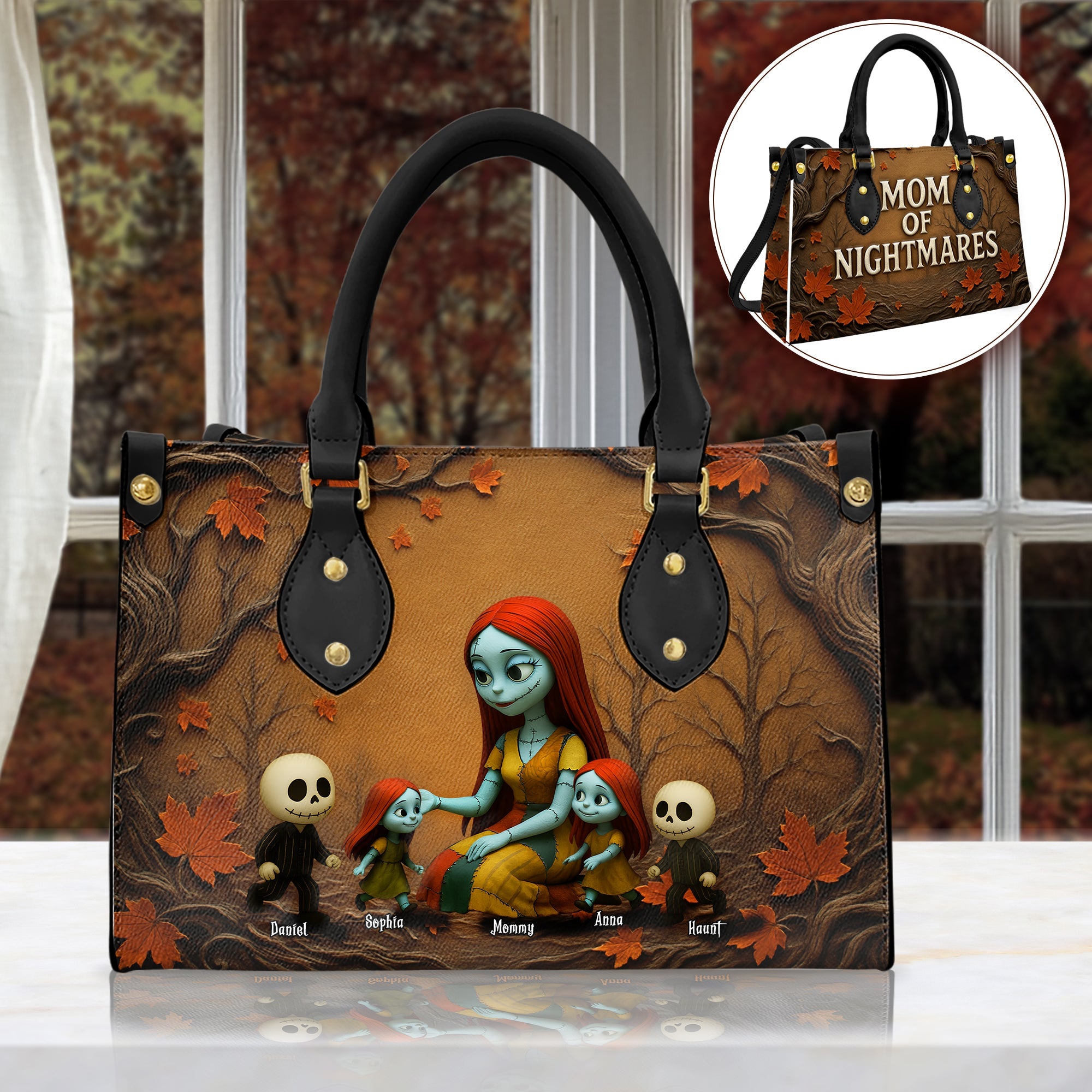 "Embrace the Nightmares with Love" - Personalized Leather Bag for Mom, Grandma, and More Leather Bag PopCulturePrints