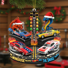 Load image into Gallery viewer, &quot;Rev Up Your Holiday Spirit!&quot; - Festive Rivalry Christmas Ornament - Personalized Gifts for Drag Racing Enthusiasts Ornament PopCulturePrints
