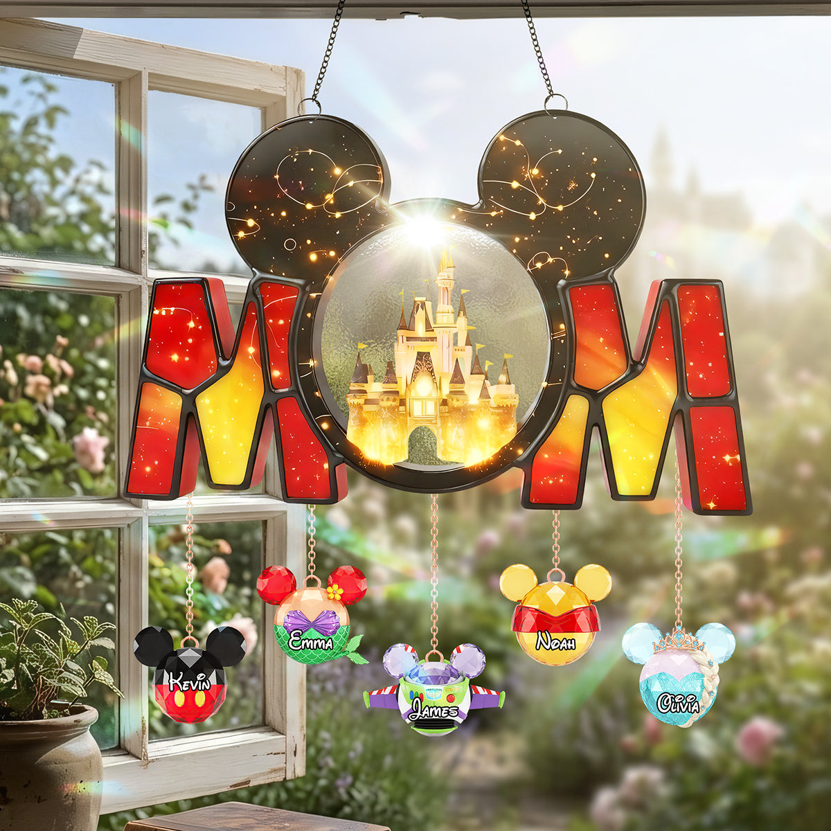 “Illuminate Mom's Day with a Touch of Magic” - Magic Castle Acrylic Suncatcher - Personalized Gift For Mom and Grandma Ornament PopCulturePrints