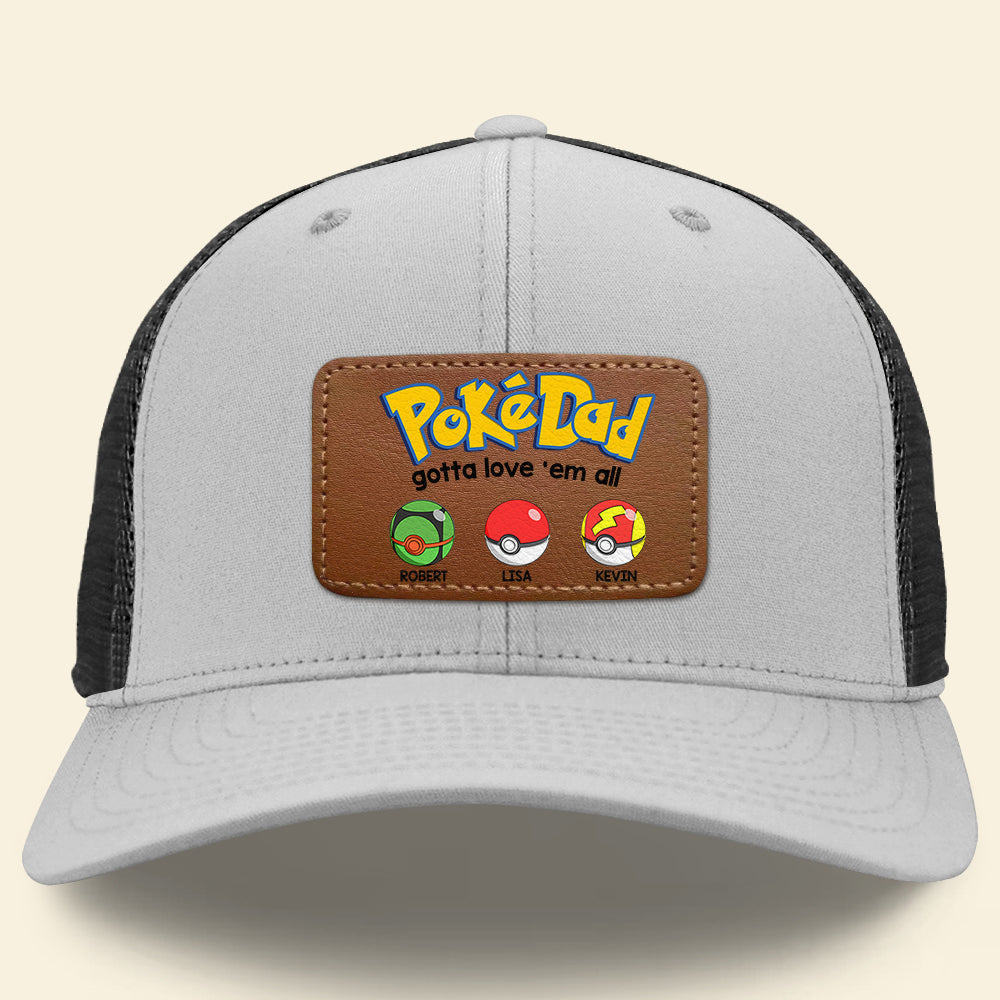 Customizable Dad Hat with Leather Patch - 'PokéPapa' Design