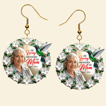 Load image into Gallery viewer, In Loving Memory of Mom – Hummingbird from Heaven Earrings | Custom Photo Gift Earrings PopCulturePrints
