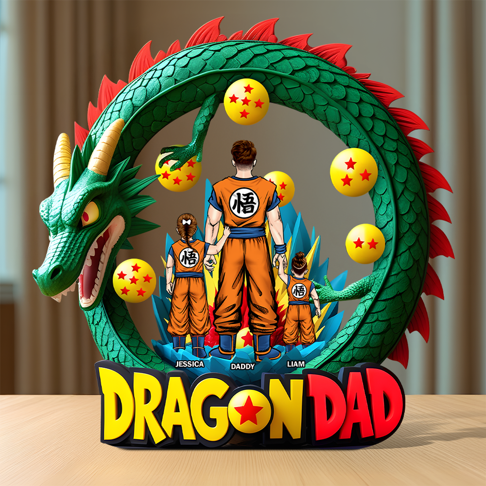 Dragon Dad: A Personalized Tribute to the Best Father - Custom Plaque Gift for Dads, Kids, and Family Shaped Plaques PopCulturePrints