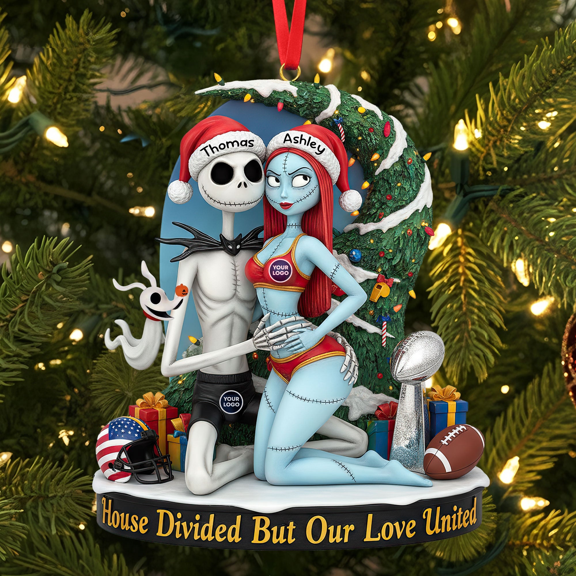“House Divided But Our Love United” – Spooky Couple Ornament - Personalized Gift for Couples Ornament PopCulturePrints