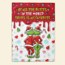 Load image into Gallery viewer, Naughty Green Monster Couple Blanket - Personalized Gifts for Fun-Loving Couples Blanket PopCulturePrints
