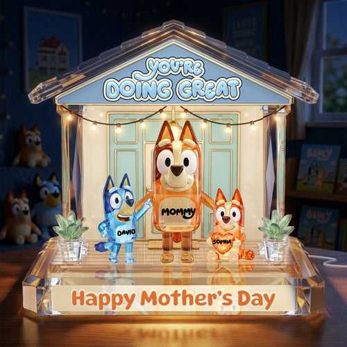 “For the Best Mom in the Wild” - Predator Mom and Cubs Acrylic Plaque - Personalized Gift for Moms and Grandmas Light Box PopCulturePrints