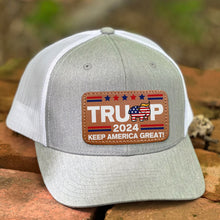 Load image into Gallery viewer, Patriotic Leather Patch Hat - Keep America Great 2024 Caps PopCulturePrints
