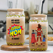 Load image into Gallery viewer, Super Dad Personalized Glass Can for Father&#39;s Day Glass Can PopCulturePrints
