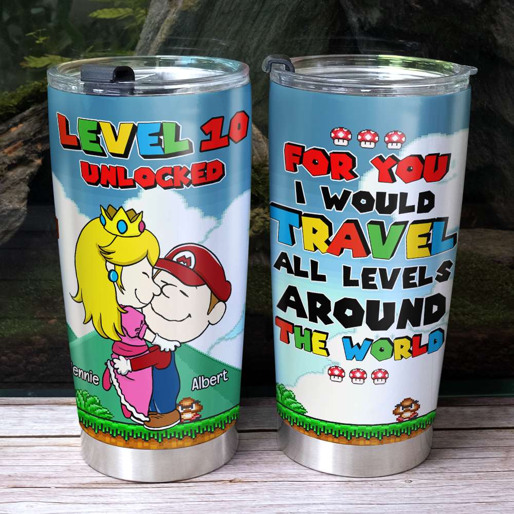 Personalized 20oz Tumbler for Couples - Adventure Awaits! Tumbler Cup PopCulturePrints