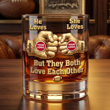 Load image into Gallery viewer, Celebrate Your Love - Personalized Fist Bump Couple Sport Round Glass Glass PopCulturePrints
