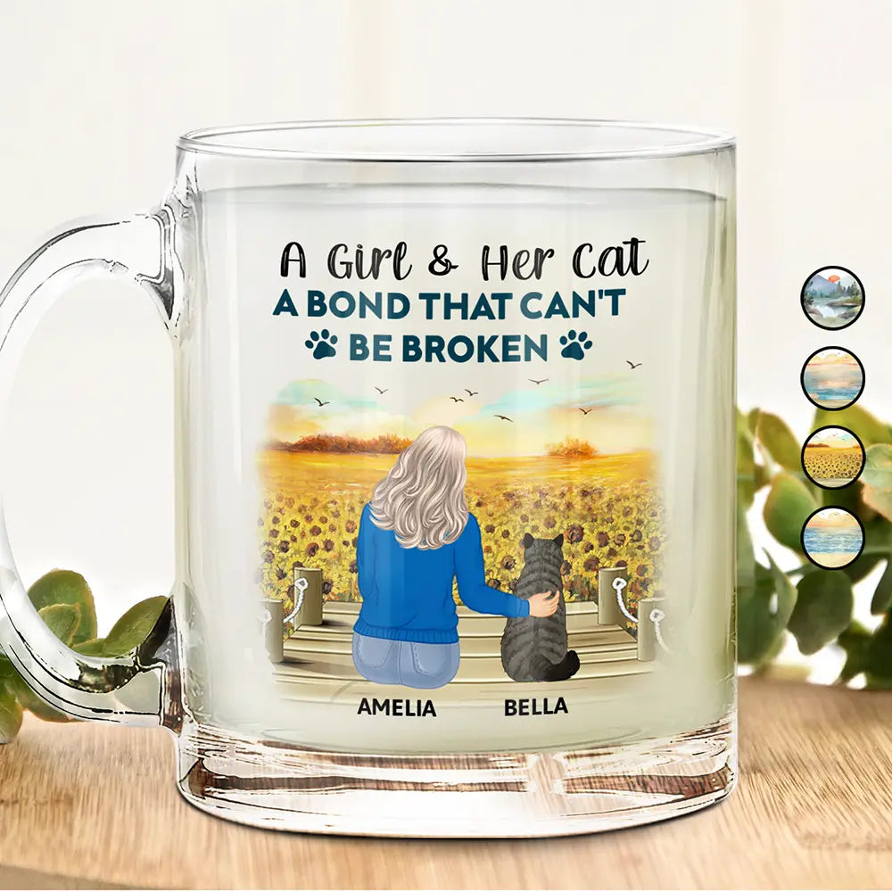 A Bond That Can't Be Broken - Personalized Glass Mug for Cat Lovers Glass Mug PopCulturePrints