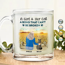 Load image into Gallery viewer, A Bond That Can&#39;t Be Broken - Personalized Glass Mug for Cat Lovers Glass Mug PopCulturePrints
