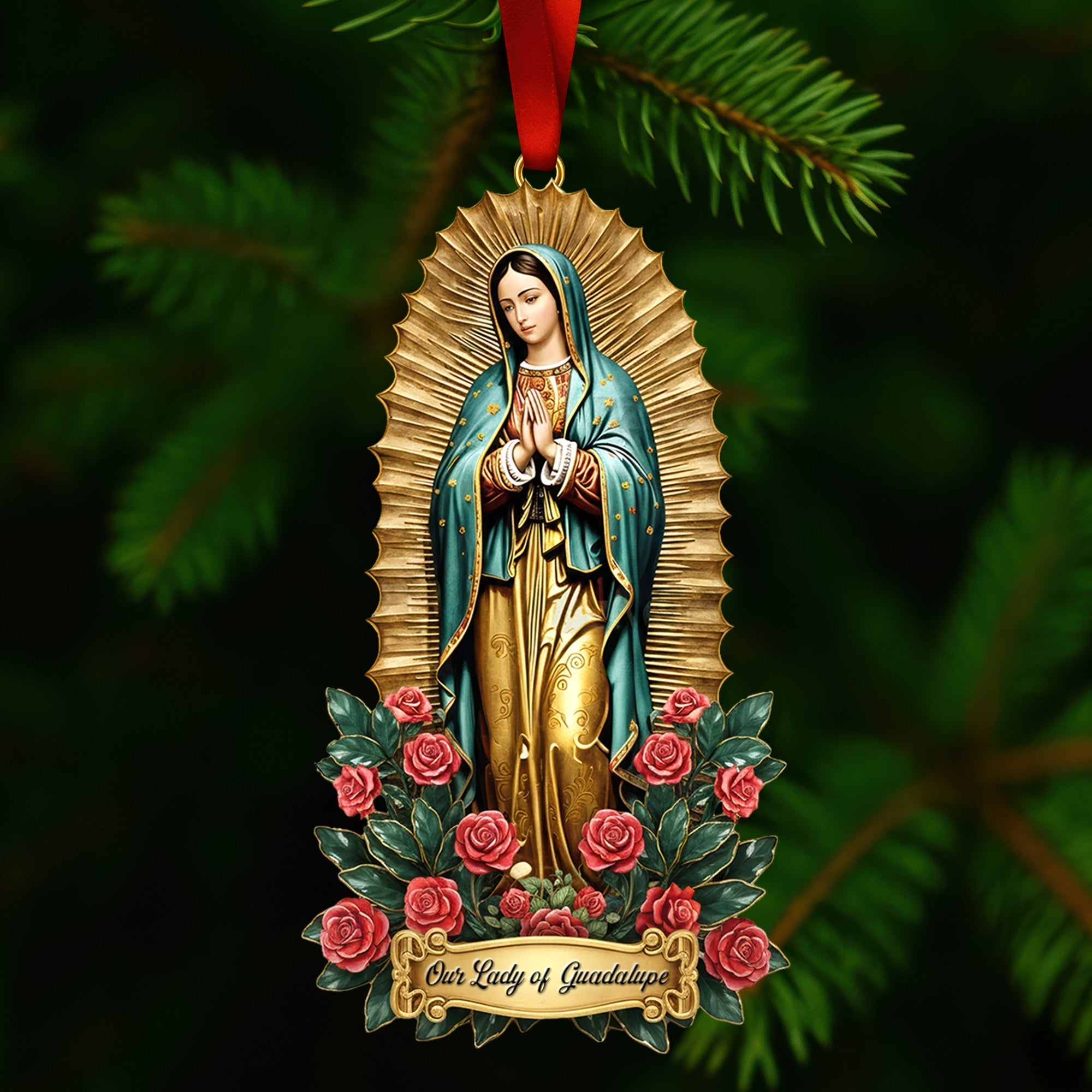 “Embrace the Blessings of Faith” - Personalized Our Lady of Guadalupe Acrylic Ornament, Gift for Catholic Friends and Family Ornament PopCulturePrints