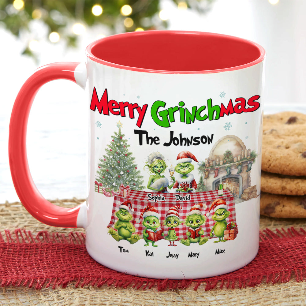 Custom Family Grinch Christmas Mug - Merry Grinchmas Personalized Gift