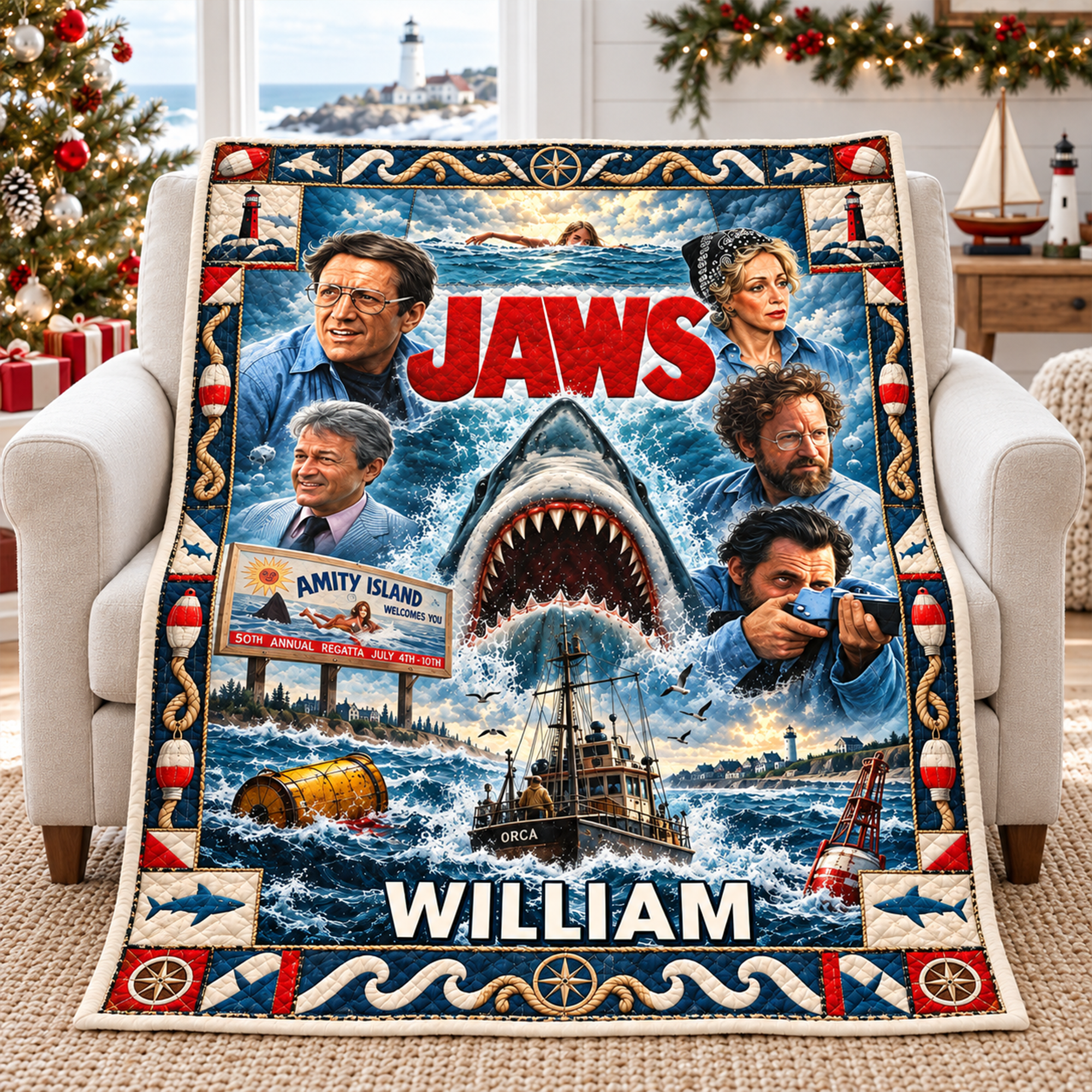 "Conquer the Deep with Our Deep Sea Predator Blanket!" - Personalized Gift for Ocean Lovers Blanket PopCulturePrints