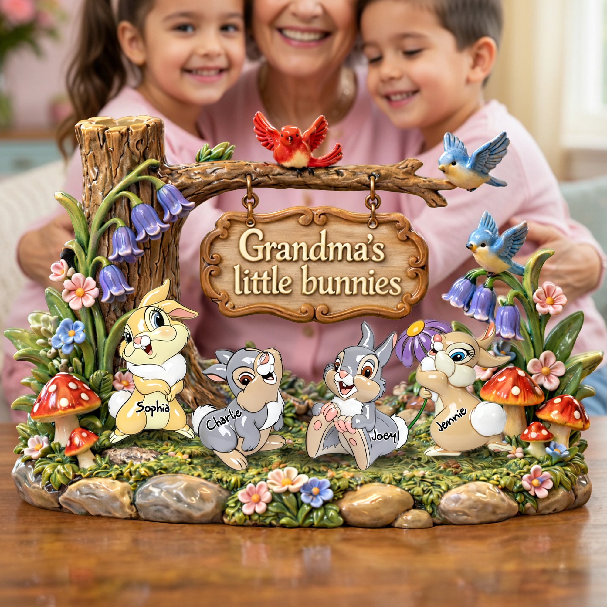 Grandma’s Little Bunnies - Personalized Acrylic Plaque for Grandmas Shaped Plaques PopCulturePrints