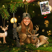 Load image into Gallery viewer, “Capture the Adventure” - Custom Caricature Art Hunting Ornament - Personalized Gifts for Hunting Enthusiasts Ornament PopCulturePrints
