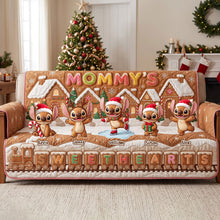 Load image into Gallery viewer, Mommy's Sweethearts - Cute Gingerbread Christmas Sofa Cover | Personalized Gifts for Mom, Grandma &amp; Loved Ones
