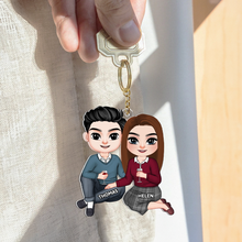 Load image into Gallery viewer, Personalized Couple Keychain - Unique Valentine&#39;s Day Gifts for Him &amp; Her Keychains PopCulturePrints
