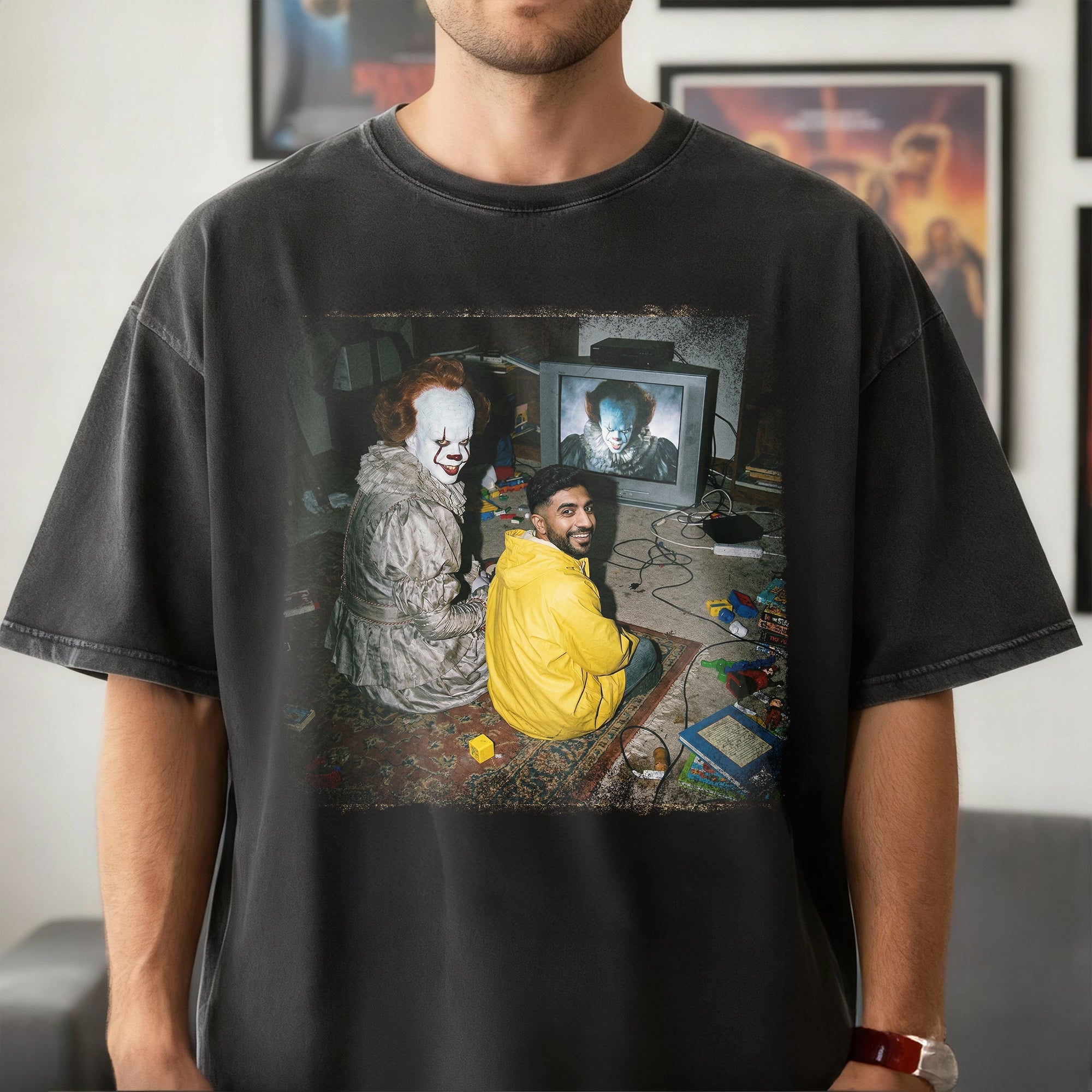 Embrace the Spook: Fun and Scary Washed T-Shirt - Custom Photo Gift for Horror Lovers Shirts PopCulturePrints