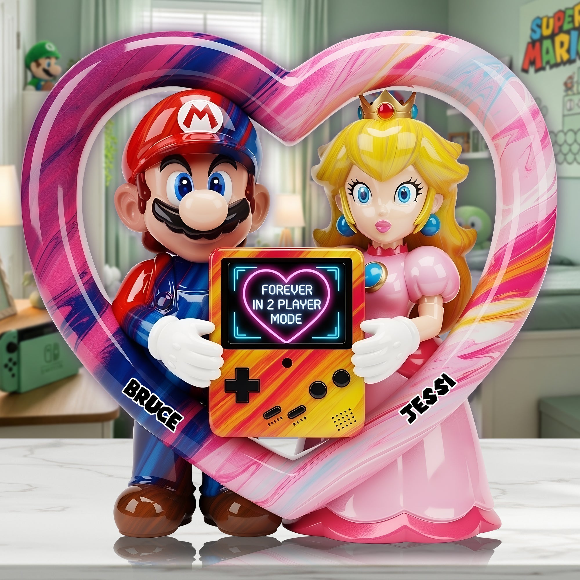 Forever in 2 Player Mode - Personalized Game Couple Acrylic Plaque Shaped Plaques PopCulturePrints