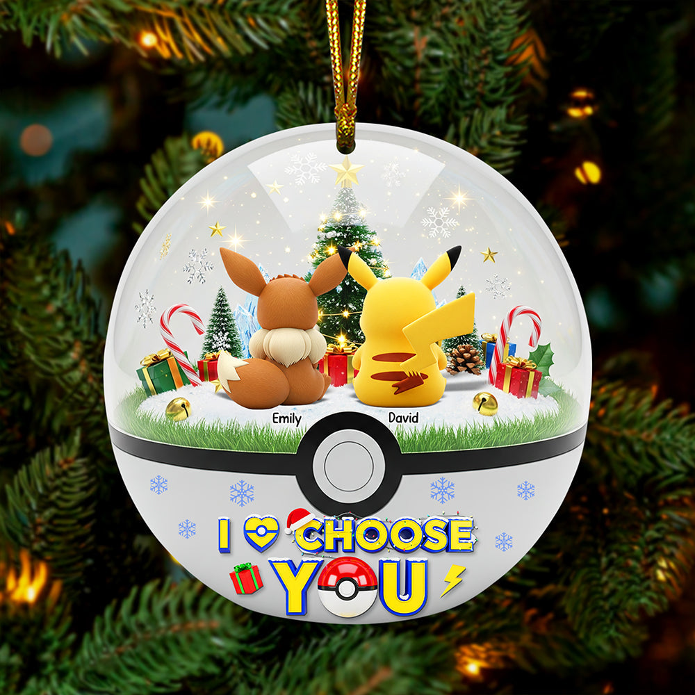 "I Choose You" - Personalized Cartoon Couple Christmas Ornament - Unique Gift for Couples & Pokémon Lovers Ornament PopCulturePrints