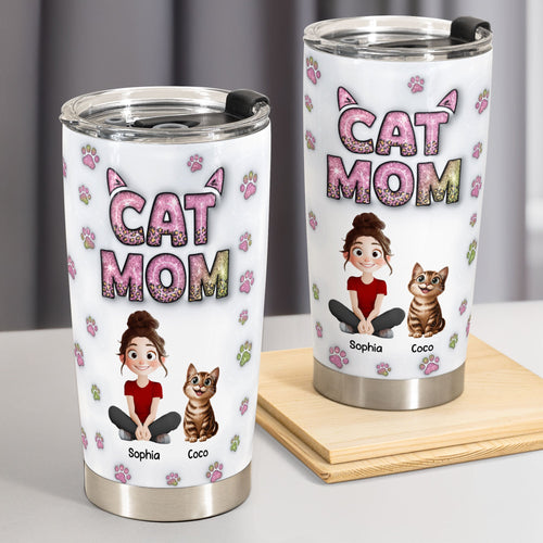 “Celebrate the Love of Cats!” - Personalized Cat Mom Tumbler Cup Tumbler Cup PopCulturePrints