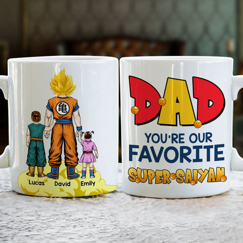 Custom Super Saiyan Dad Mug - Personalized Gift for Father's Day Coffee Mug PopCulturePrints
