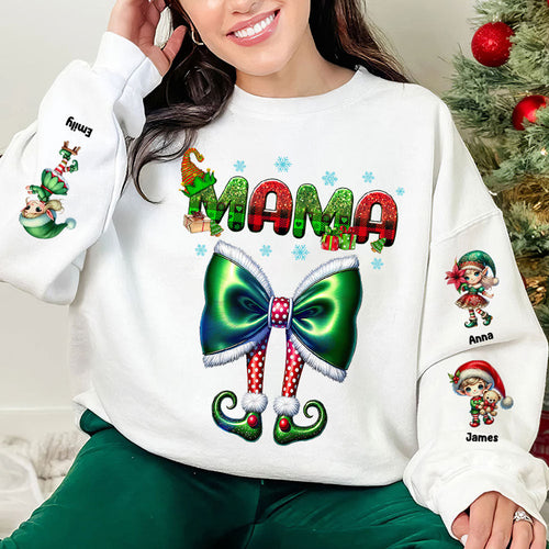 Custom Christmas Elf Mom Sweatshirt - Personalized Gift for Mom AOP Products PopCulturePrints