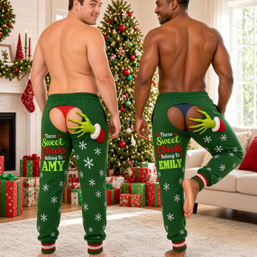Funny Sweet Cheeks Christmas Sweatpants - Customizable Gift for Everyone Shorts and Pants PopCulturePrints