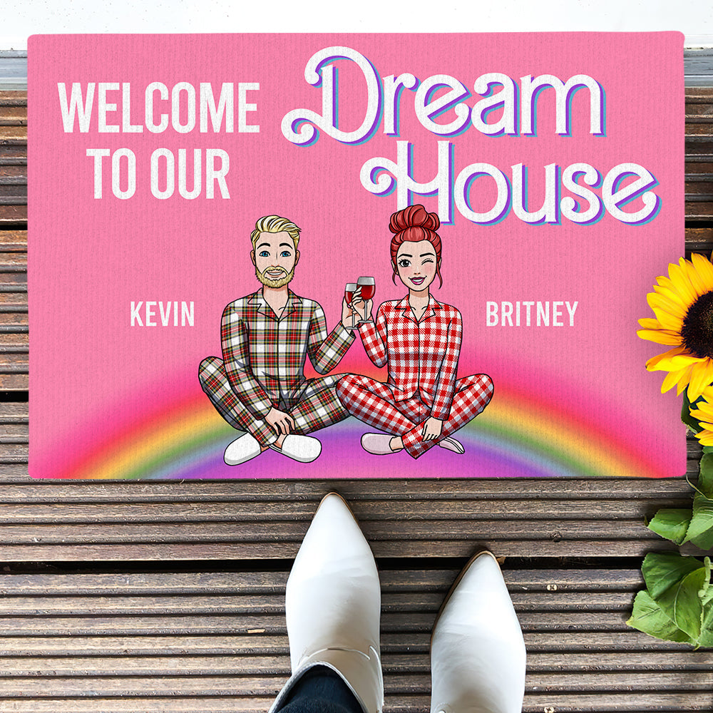 Customized Couple Doormat - Welcome to Dream House | Valentine's Day Gifts Doormat PopCulturePrints