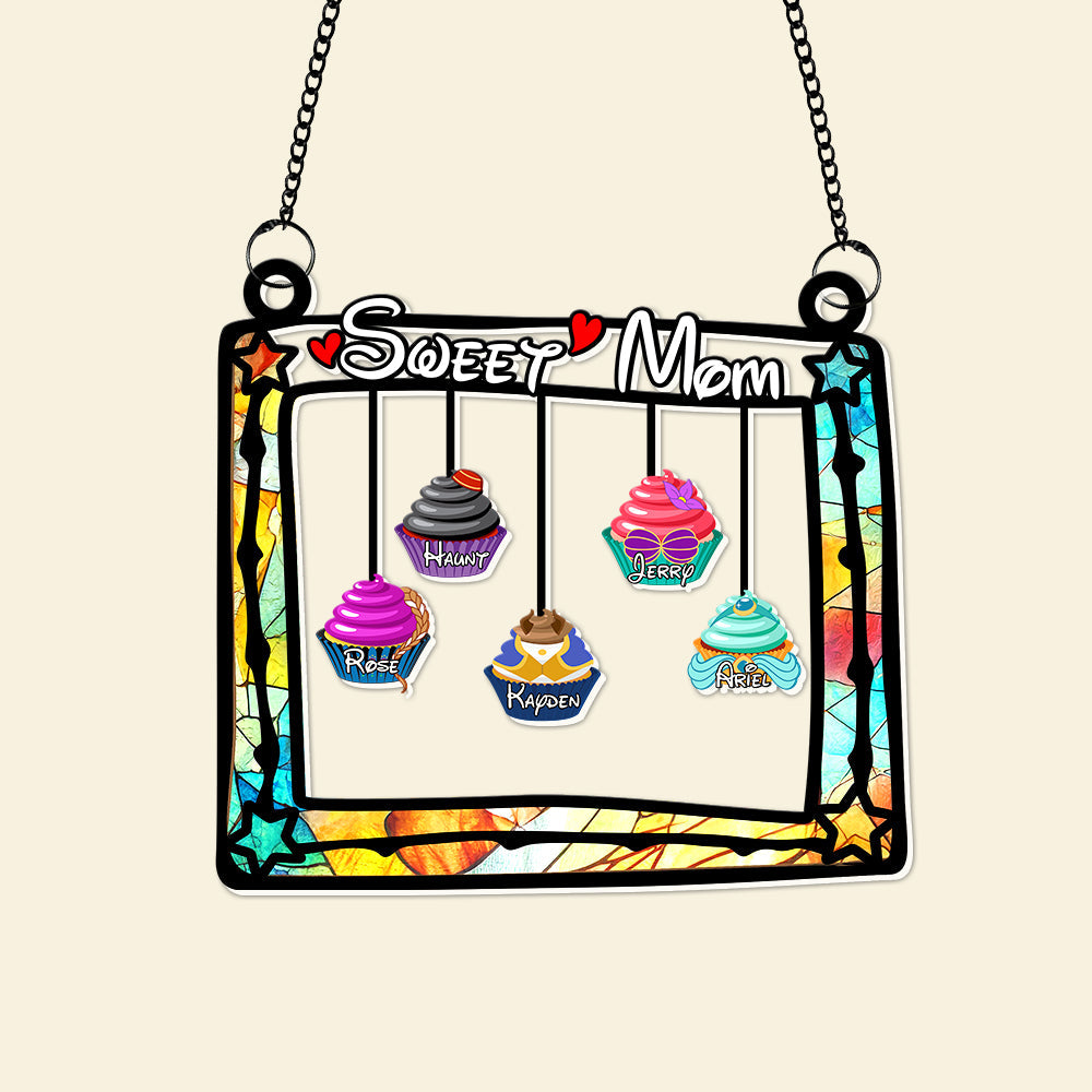 "Brighten Your Mom's Day with Sweet Cupcakes - Personalized Hanging Suncatcher for Her" Ornament PopCulturePrints