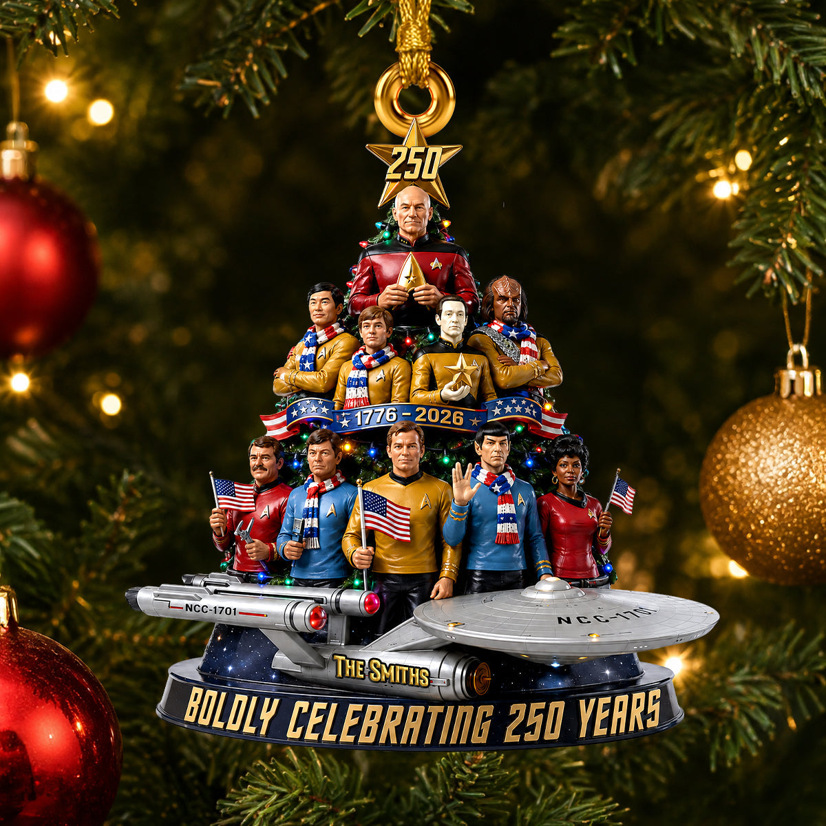 Celebrate 250 Years with Custom Personalization - Patriotic Space Adventure Acrylic Ornament