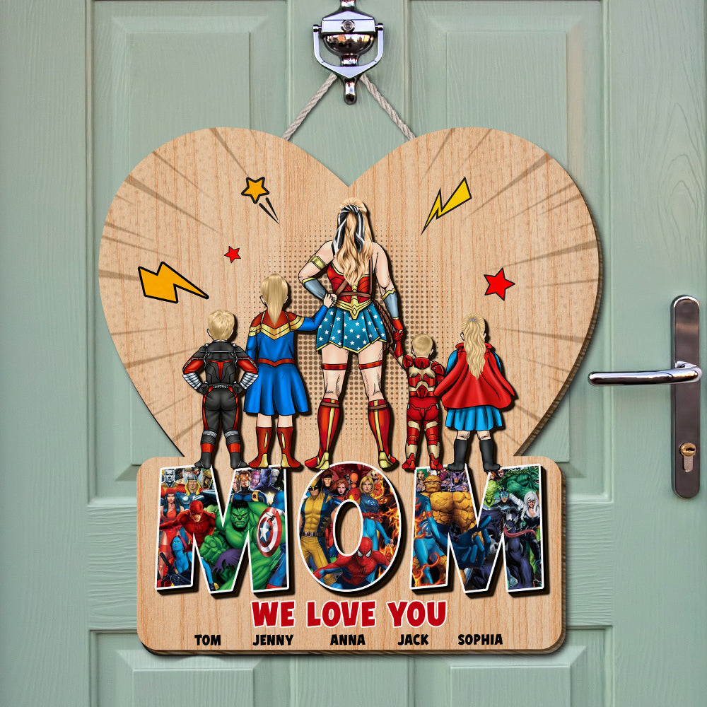 Superhero Mom Personalized Wooden Sign - Perfect Mother's Day Gift Wood Sign PopCulturePrints