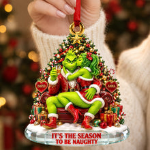 Load image into Gallery viewer, "It’s the Season to Be Naughty" - Personalized Couples Acrylic Ornament - Ideal Gift for Partners, Friends, or Family Ornament PopCulturePrints
