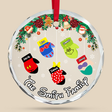 Load image into Gallery viewer, Personalized Family Christmas Ornament - Festive Mittens Design Ornament PopCulturePrints

