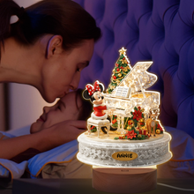 Load image into Gallery viewer, Illuminate Their Christmas: Personalized LED Light with Circle Wood Base - Ideal Gifts for Kids Led Night Light PopCulturePrints
