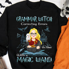 Load image into Gallery viewer, Personalized Grammar Witch Teacher Sweatshirt - Magical Gift for Educators
