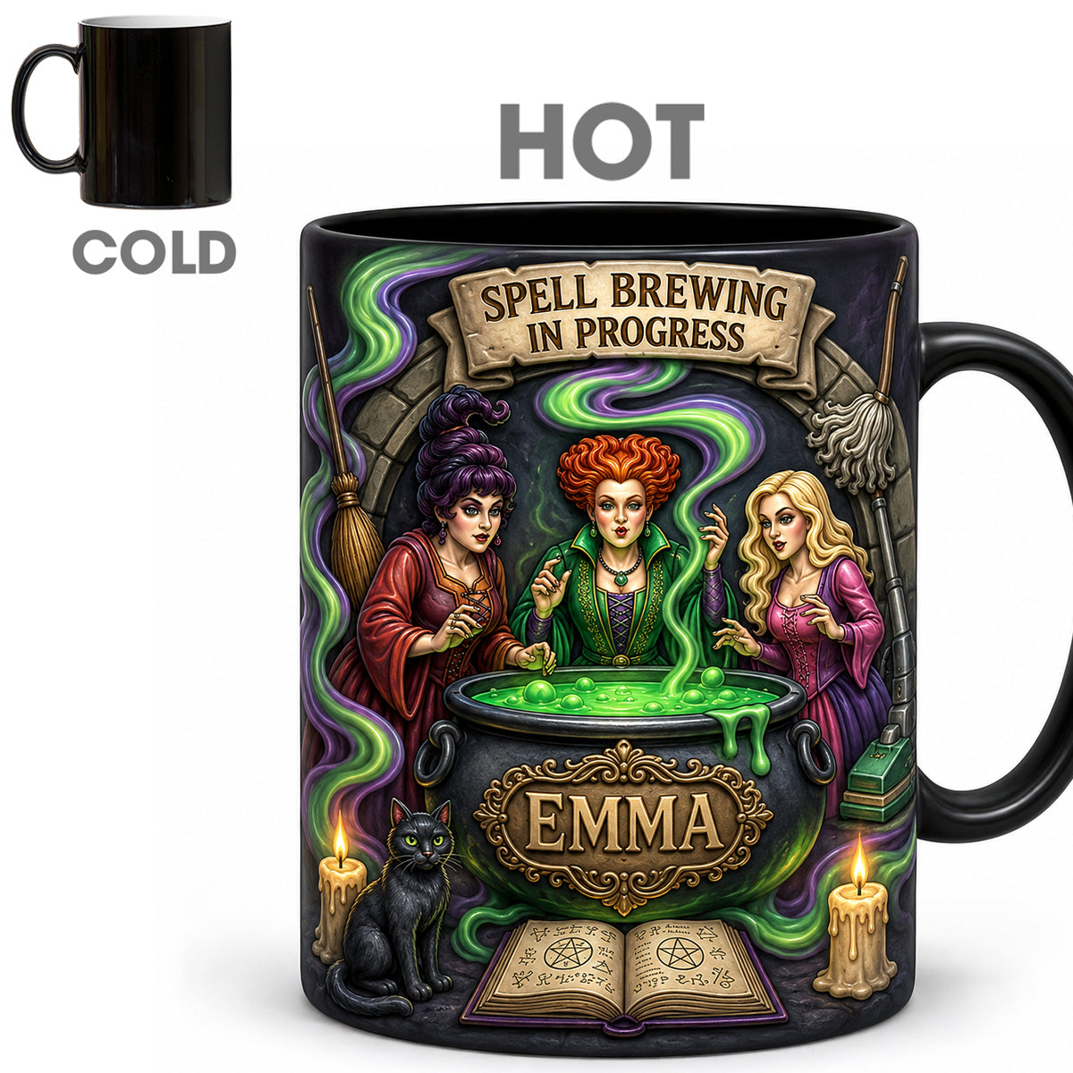 “Brew Up Some Magic!” - Personalized Spooky Brew Magic Mug - Gift for Witch Lovers