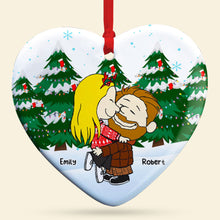 Load image into Gallery viewer, Kissing Couple Heart Ornament - Customizable Christmas Gift for Couples, Friends, and Family Ornament PopCulturePrints
