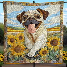 Load image into Gallery viewer, Cozy Christmas Pug Quilt Bed Set - Perfect Gift for Dog Lovers
