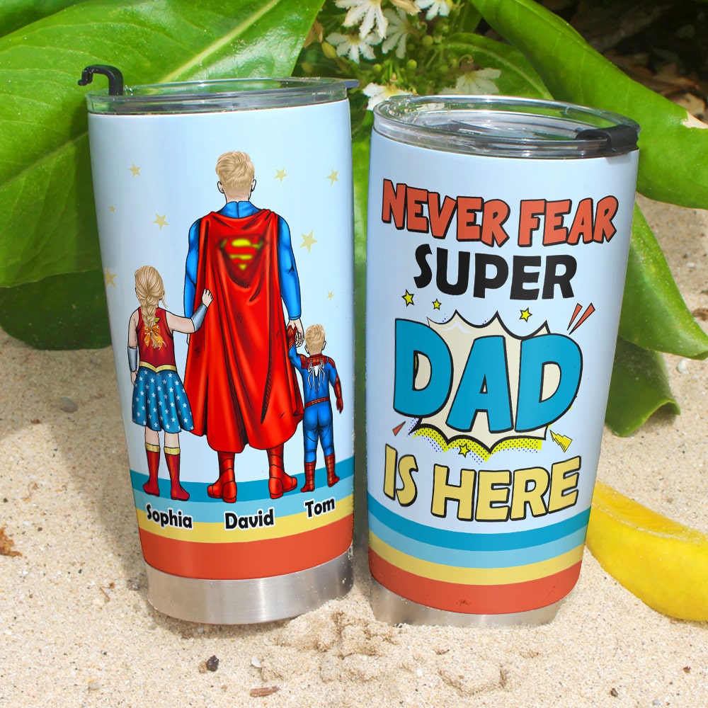 Custom Super Dad Tumbler - Personalized Father's Day Gift Tumbler Cup PopCulturePrints