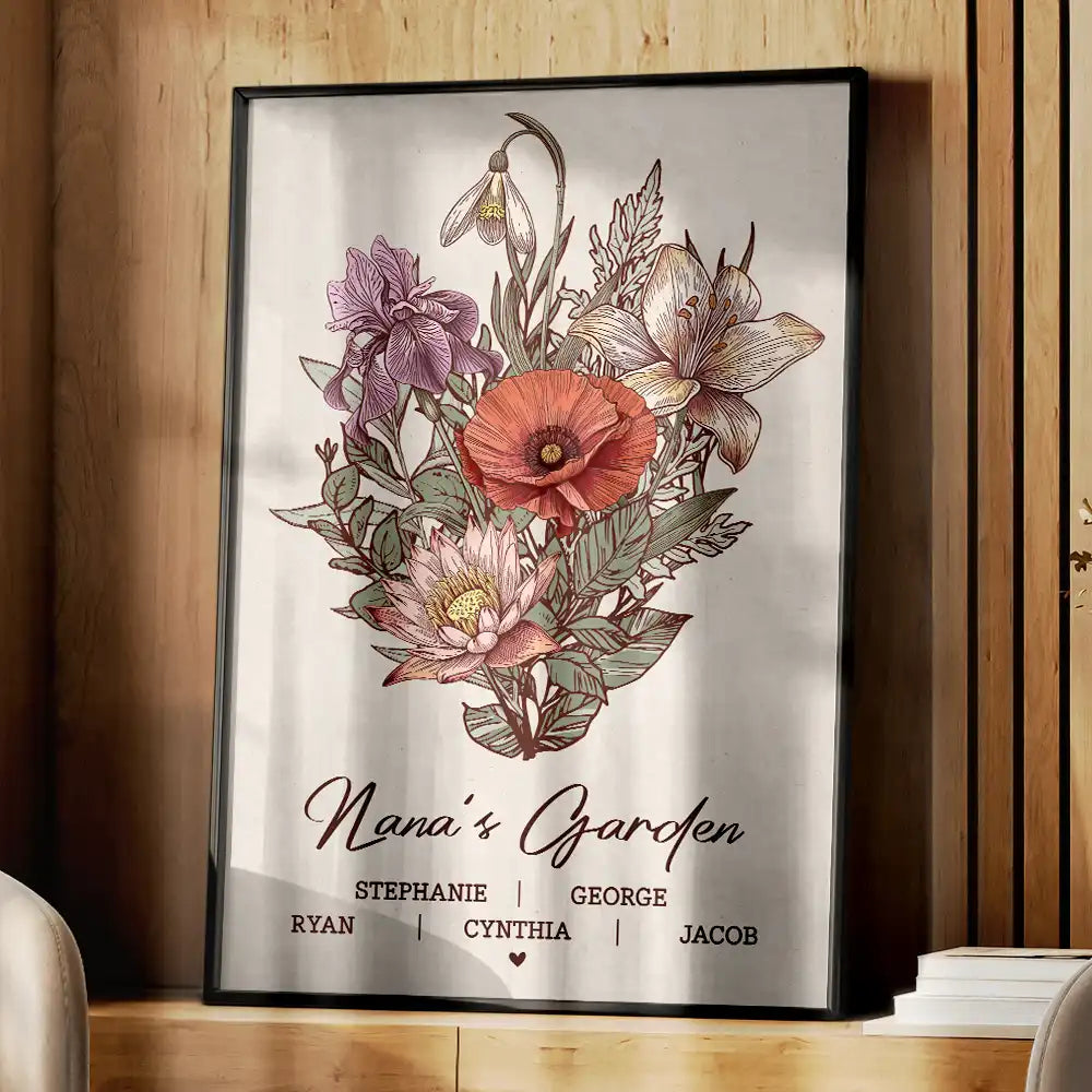 Grandma's Garden Family Birth Flower - Custom Personalized Poster for Mother's Day Gifts Poster PopCulturePrints